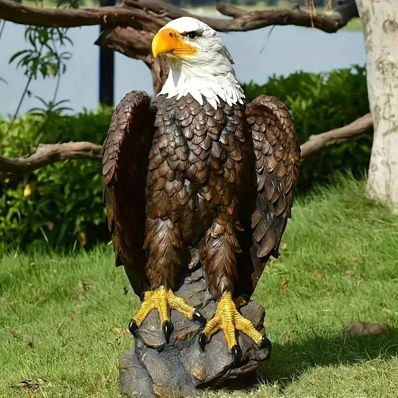 Majestic 24 Inch Bald Eagle Garden Statue for Porch and Outdoor Decor by House Of Avana
