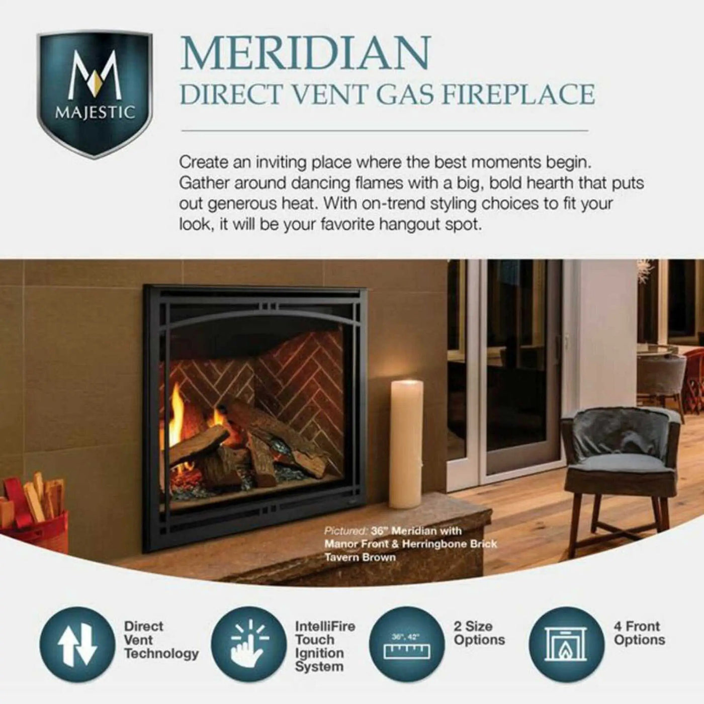 Majestic Meridian 36-Inch Direct Vent Fireplace [MER36N/L] (SAK36135) by SAKSBY WHOLESALE