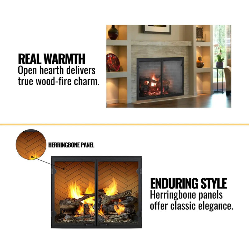 Majestic Biltmore 42-Inch Herringbone Pattern Open Wood Burning Fireplace [SB80HB] (SAK62149) by SAKSBY WHOLESALE