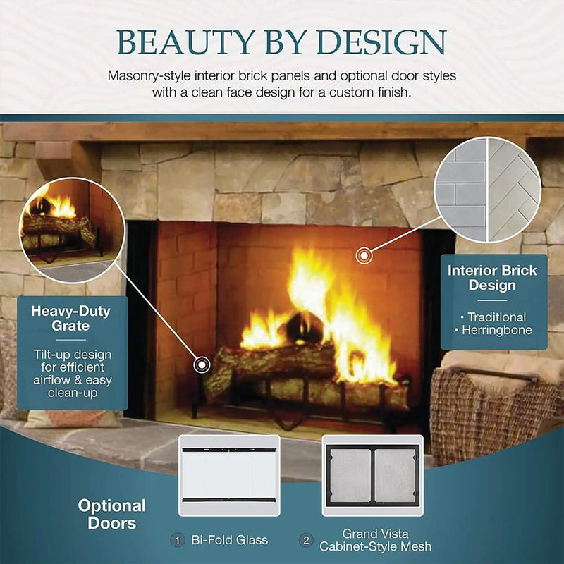 Majestic Biltmore 50-Inch Herringbone Pattern Open Wood-Burning Fireplace [SB100HB] (SAK62529) by SAKSBY WHOLESALE