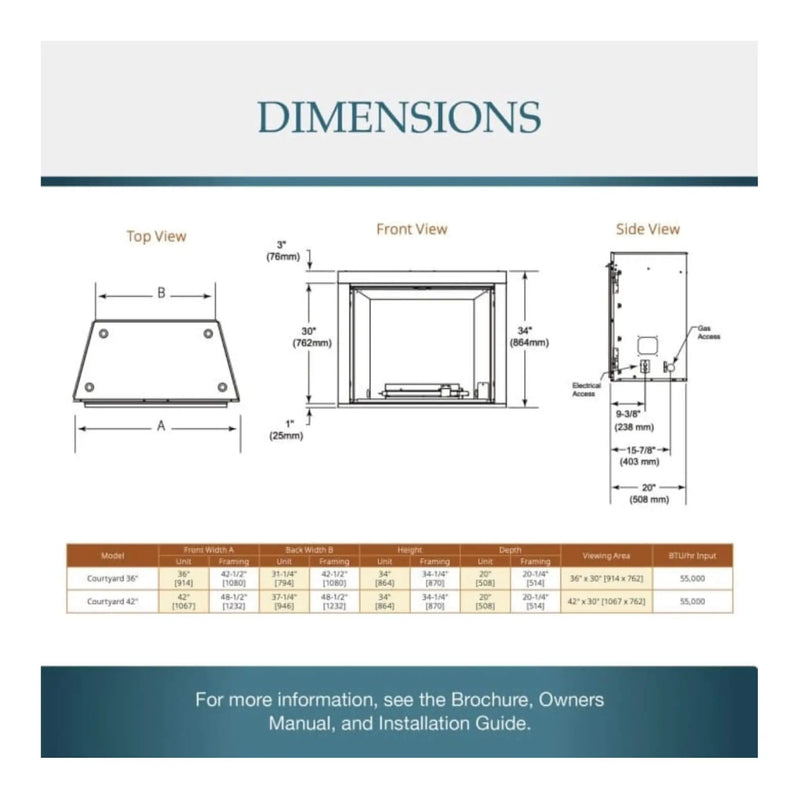 Majestic Courtyard 55K BTU 42-Inch Traditional Outdoor Gas Fireplace With Stacked Concrete Refractory [ODCOUG-42TS] (SAK75312) by SAKSBY WHOLESALE