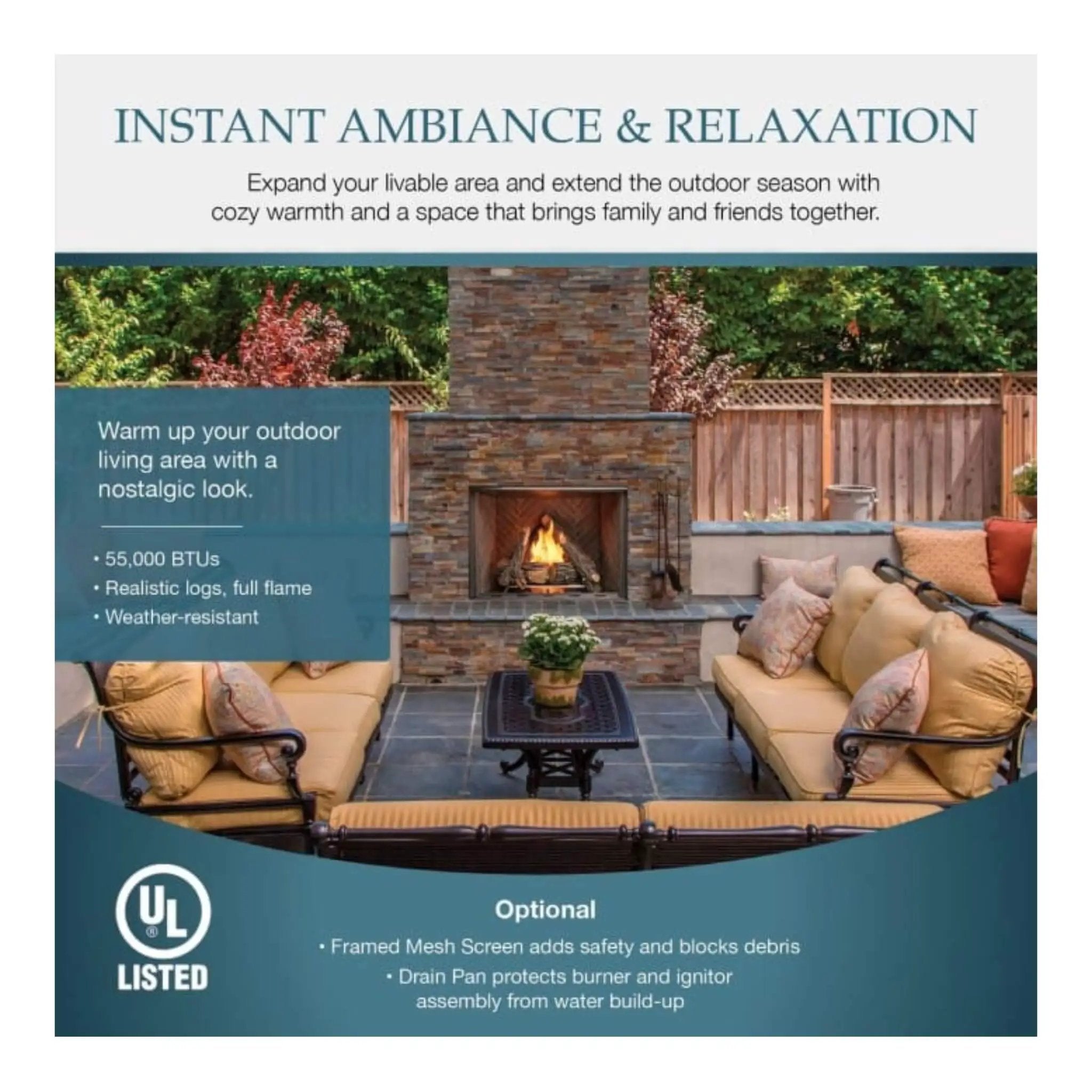 Majestic Courtyard 55K BTU 42-Inch Traditional Outdoor Gas Fireplace With Stacked Concrete Refractory [ODCOUG-42TS] (SAK75312) by SAKSBY WHOLESALE