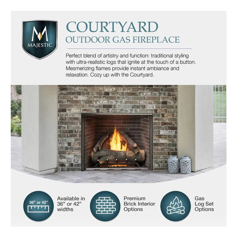 Majestic Courtyard 55K BTU 36-Inch Traditional Outdoor Natural Gas Fireplace (No Refractory) [ODCOUG-36NR] (SAK74218) by SAKSBY WHOLESALE