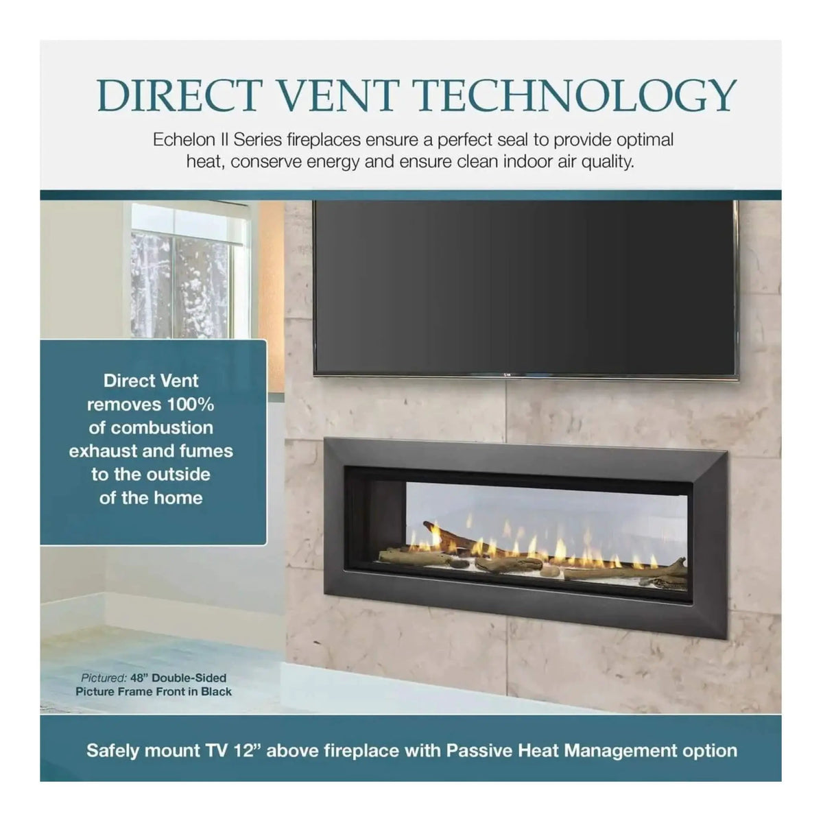 Majestic Echelon II 48-Inch See-Through Direct Vent Fireplace [ECHEL48STIN-C] (SAK69284) by SAKSBY WHOLESALE