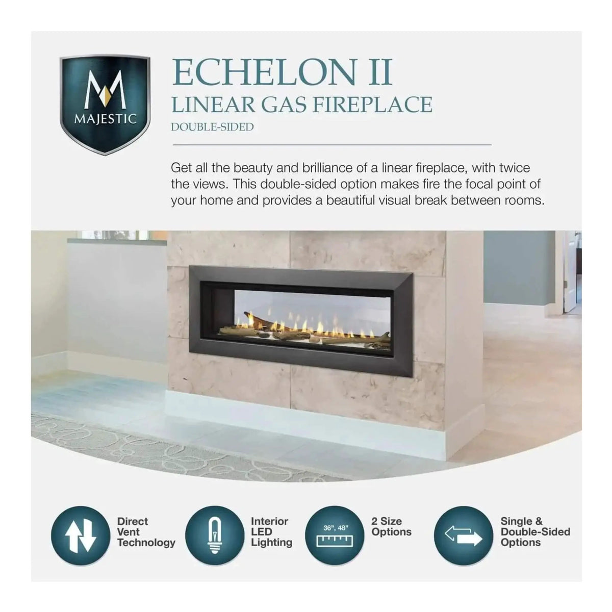 Majestic Echelon II 48-Inch See-Through Direct Vent Fireplace [ECHEL48STIN-C] (SAK69284) by SAKSBY WHOLESALE