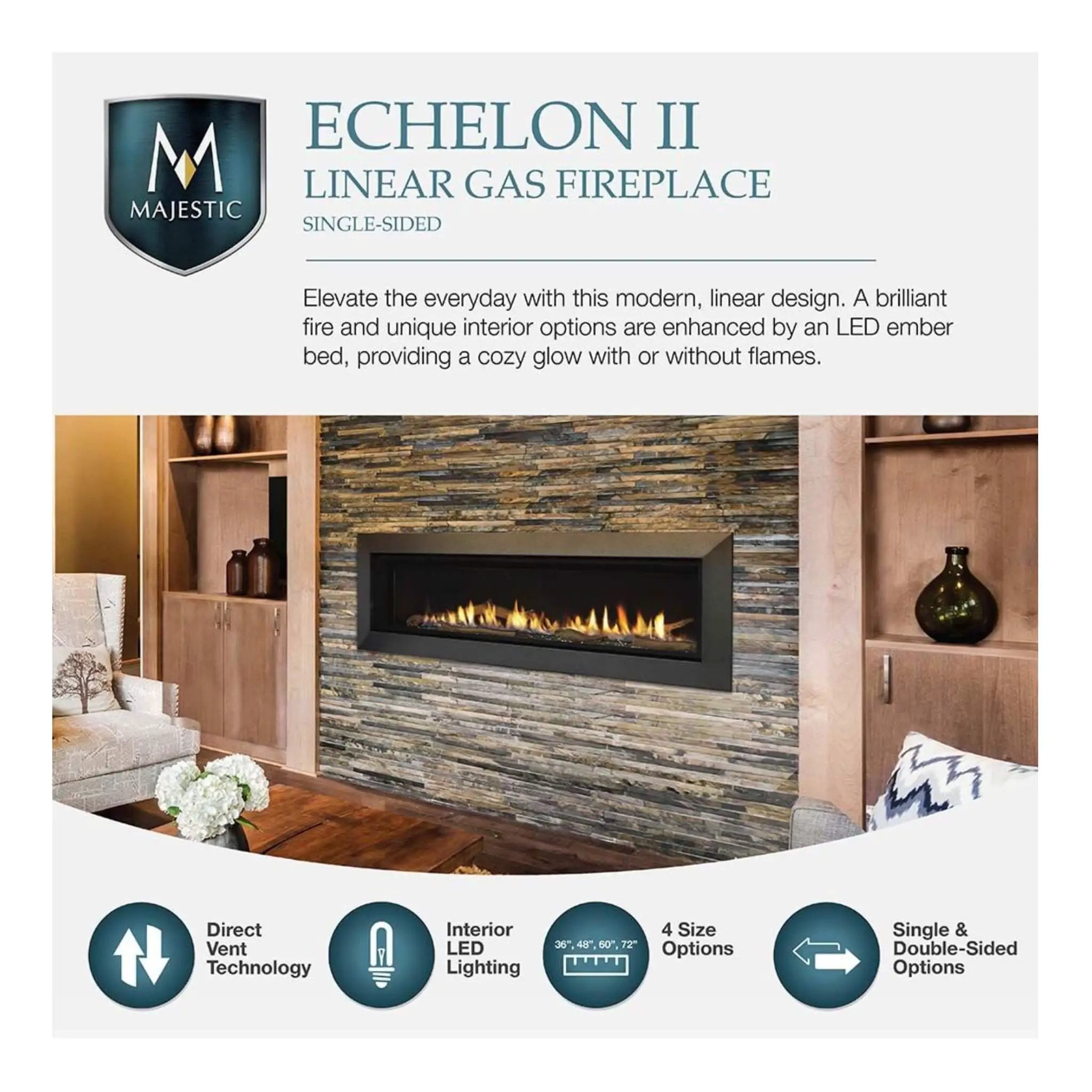 Majestic Echelon II 60-Inch Linear Direct Vent Fireplace [ECHEL60IN-C] (SAK57214) by SAKSBY WHOLESALE