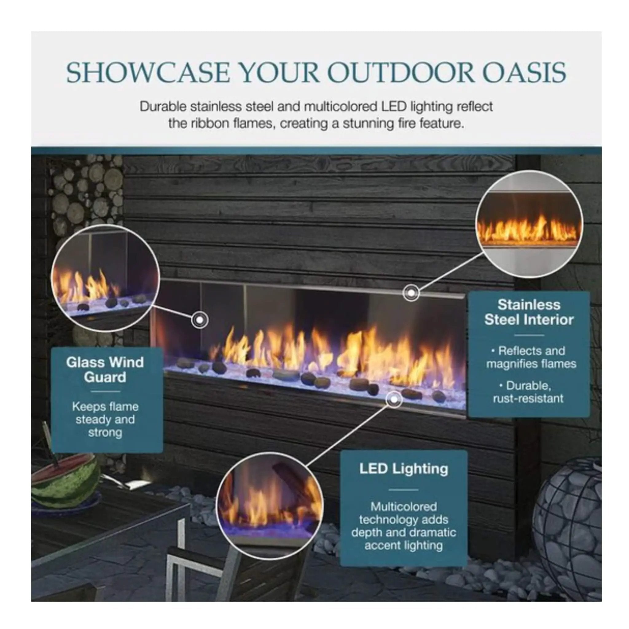 Majestic Lanai 48-Inch Single Sided Linear Outdoor Gas Fireplace [ODLANAIG-48] (SAK95127) by SAKSBY WHOLESALE