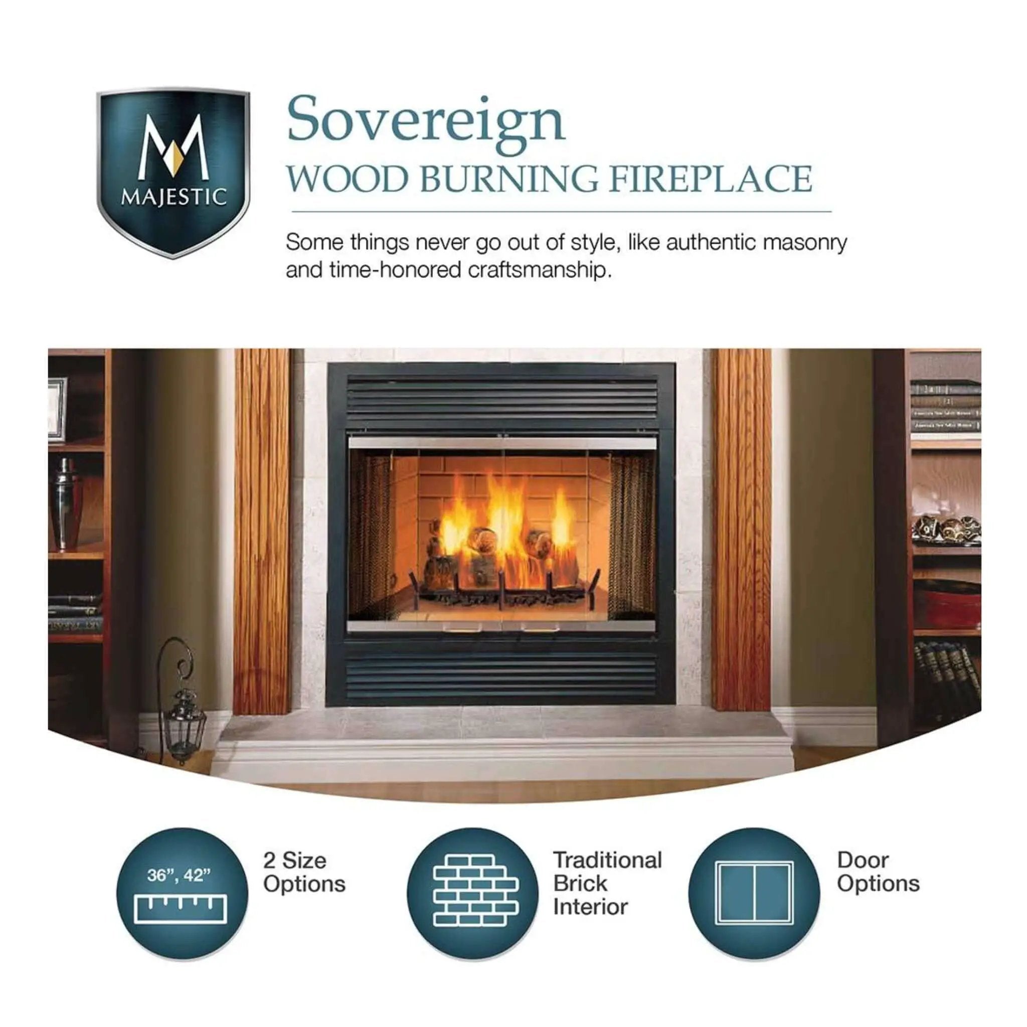 Majestic Sovereign 42-Inch Black Wood Burning Fireplace [SA42R/C] (SAK59347) by SAKSBY WHOLESALE