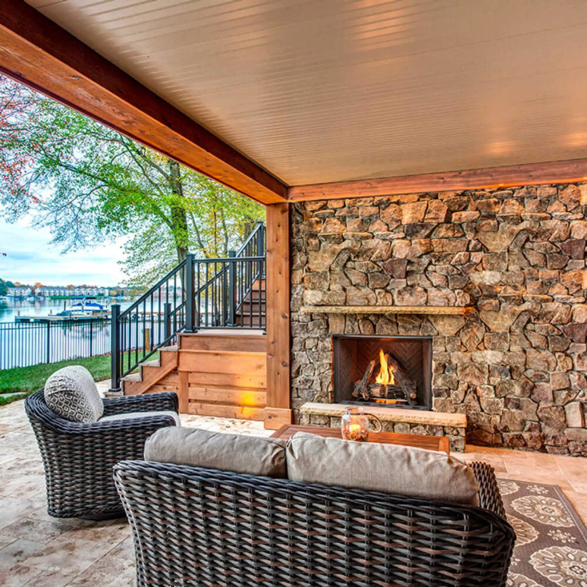 Majestic Traditional Stacked Brick Courtyard Outdoor Gas Fireplace [ODCOUG-36/42SSL] (SAK95813) by SAKSBY WHOLESALE