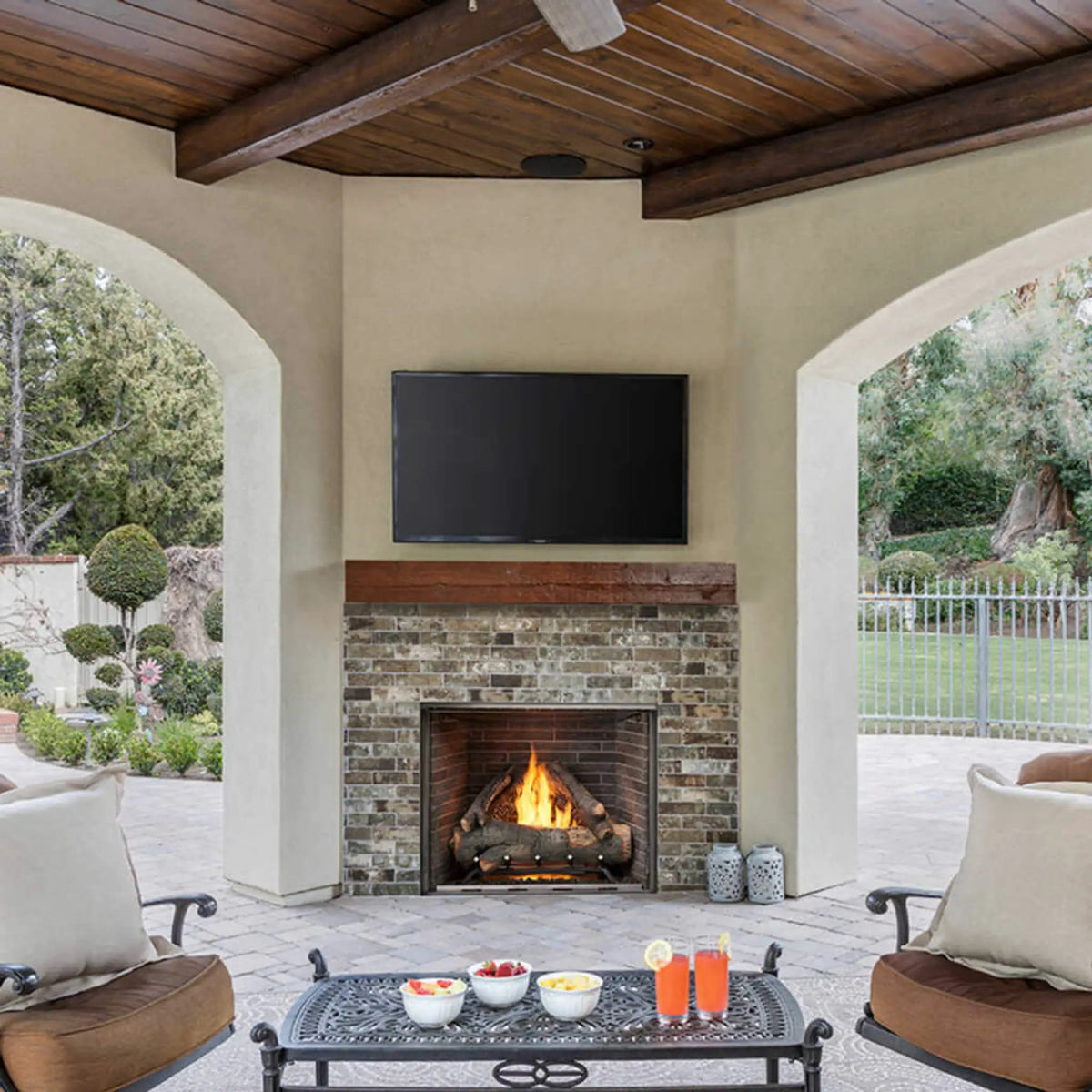 Majestic Traditional Stacked Brick Courtyard Outdoor Gas Fireplace [ODCOUG-36/42SSL] (SAK95813) by SAKSBY WHOLESALE