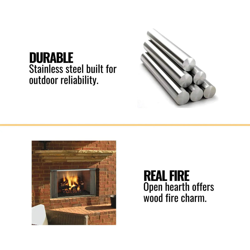 Majestic Villawood 42-Inch Traditional Refractory Outdoor Wood Burning Fireplace [ODVILLA-42T-B] (SAK14358) by SAKSBY WHOLESALE