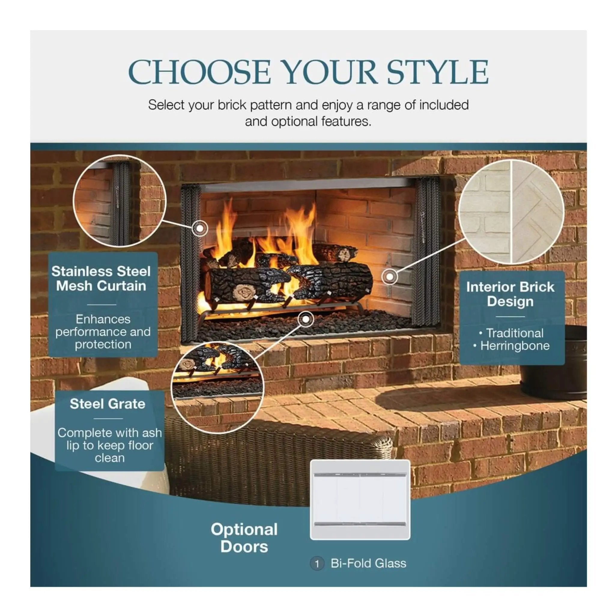 Majestic Villawood 42-Inch Traditional Refractory Outdoor Wood Burning Fireplace [ODVILLA-42T-B] (SAK14358) by SAKSBY WHOLESALE
