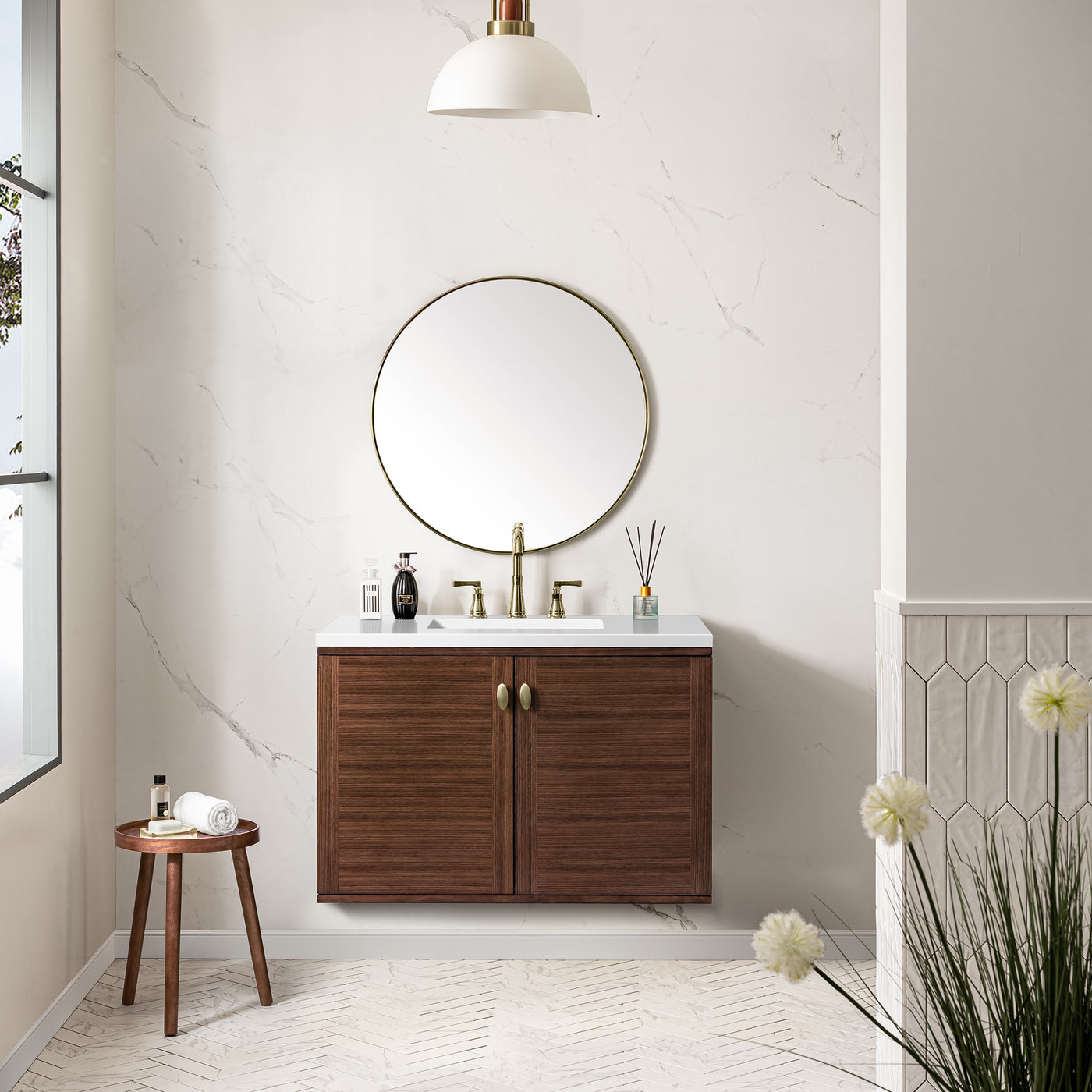 James Martin Amberly 36" Dual Mount Single Bathroom Vanity, Mid-Century Walnut, view 39