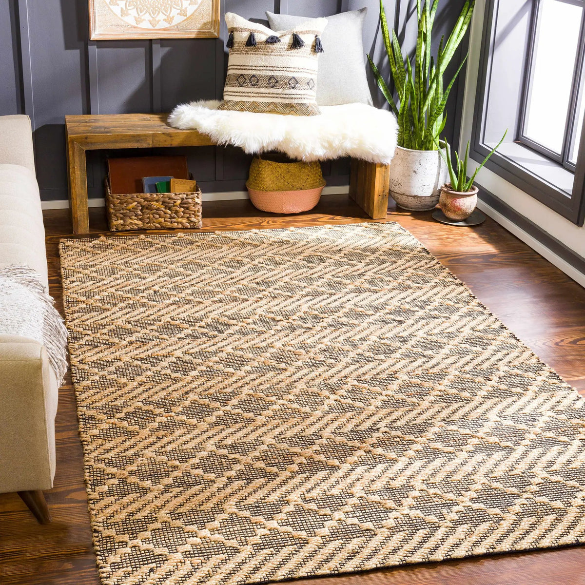 Malidong Jute Carpet - Clearance, installed in a room
