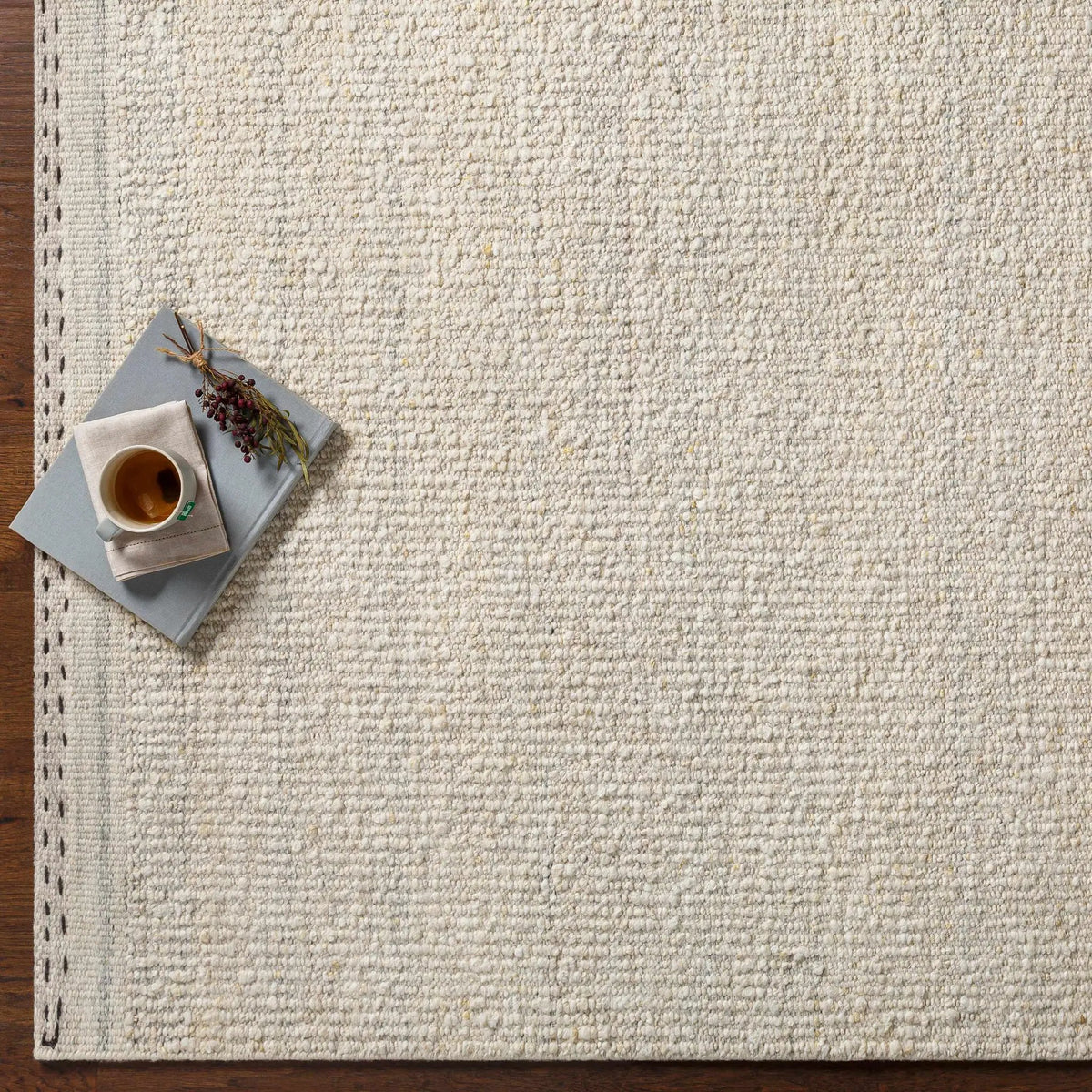 Yaniklar Cream Flat Woven Wool Rug, photo 5 of 13