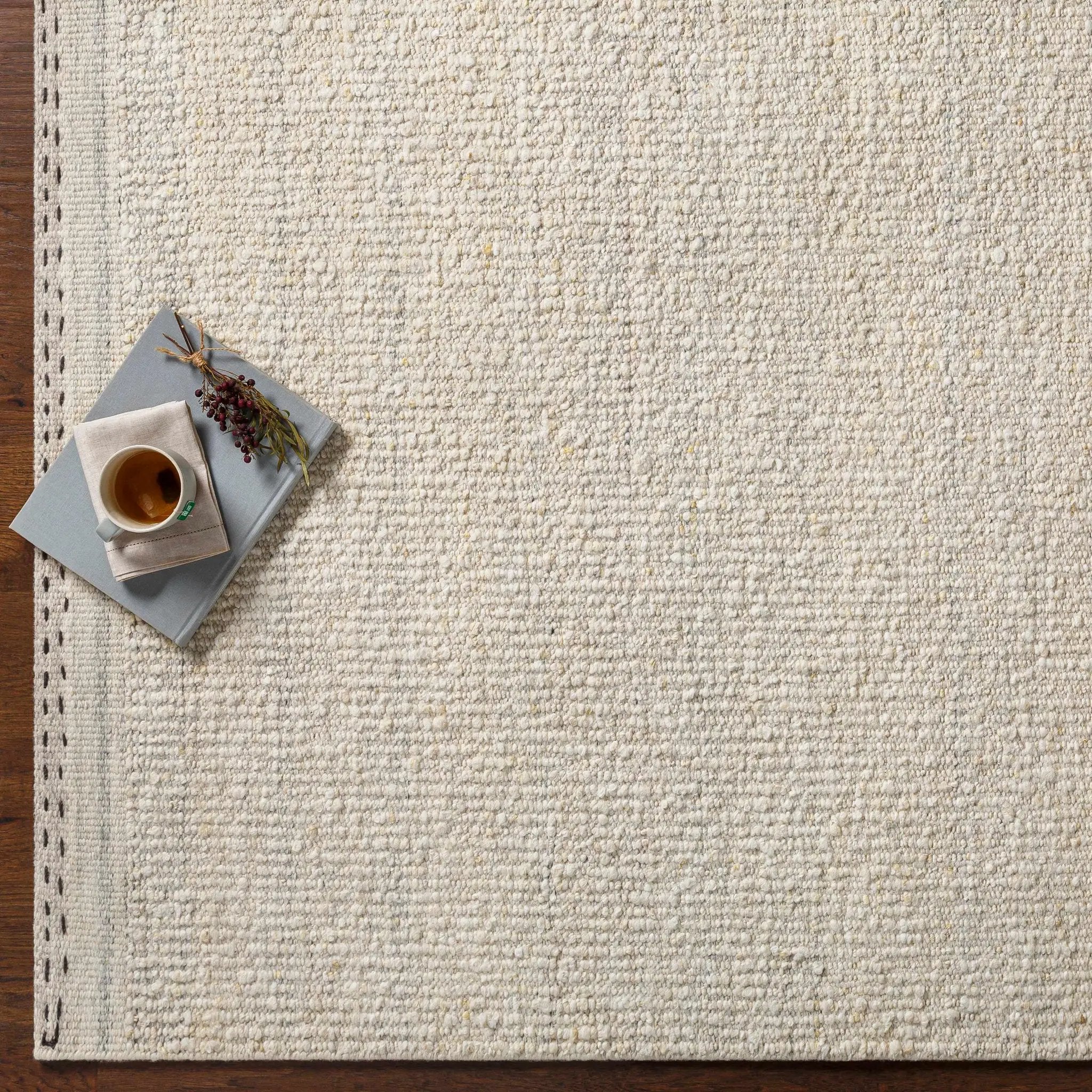 Yaniklar Cream Flat Woven Wool Rug by Boutique Rugs