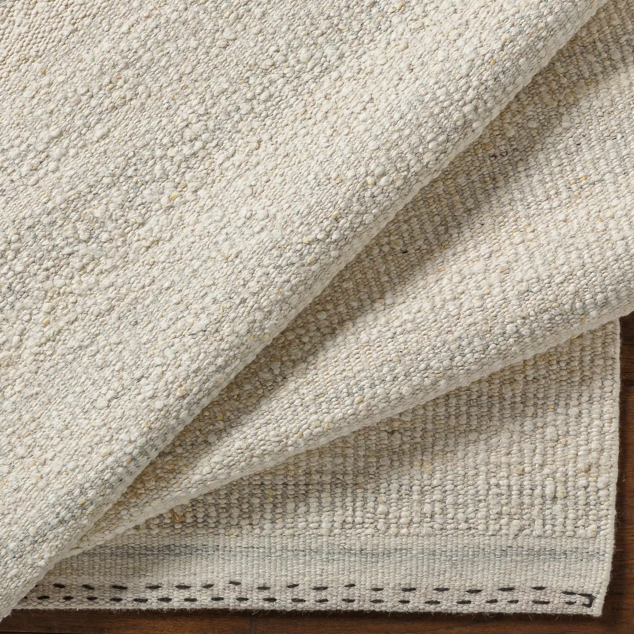 Yaniklar Cream Flat Woven Wool Rug by Boutique Rugs