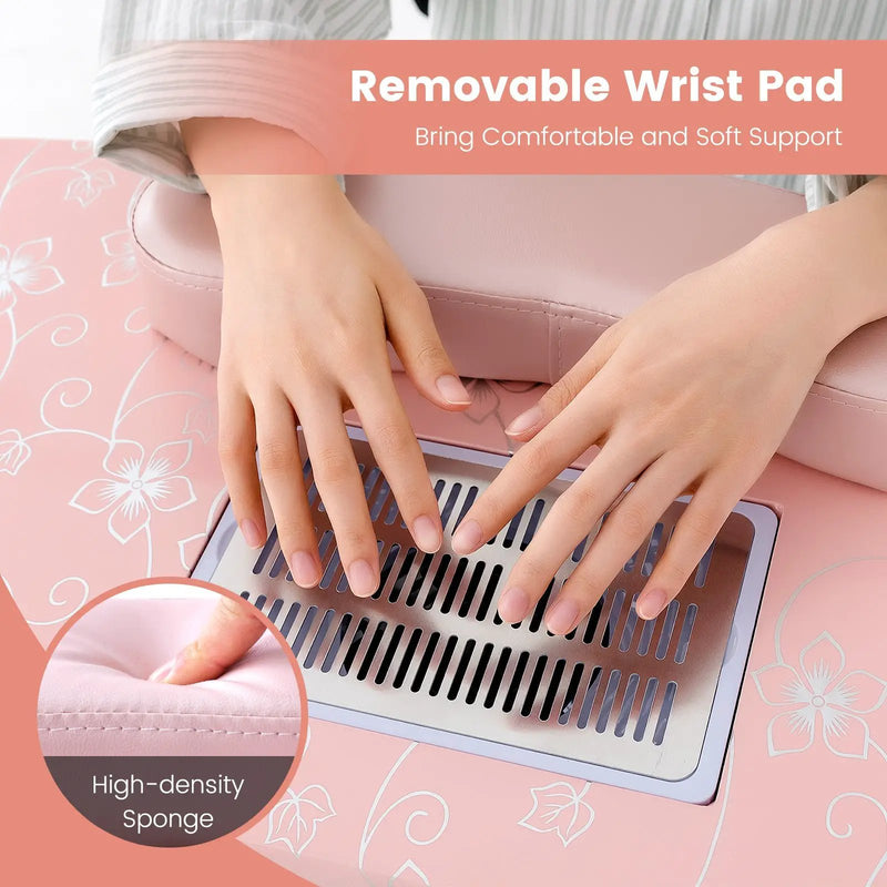Manicure Nail Table with Bendable USB-plug LED Table Lamp-Pink by DirectDeals