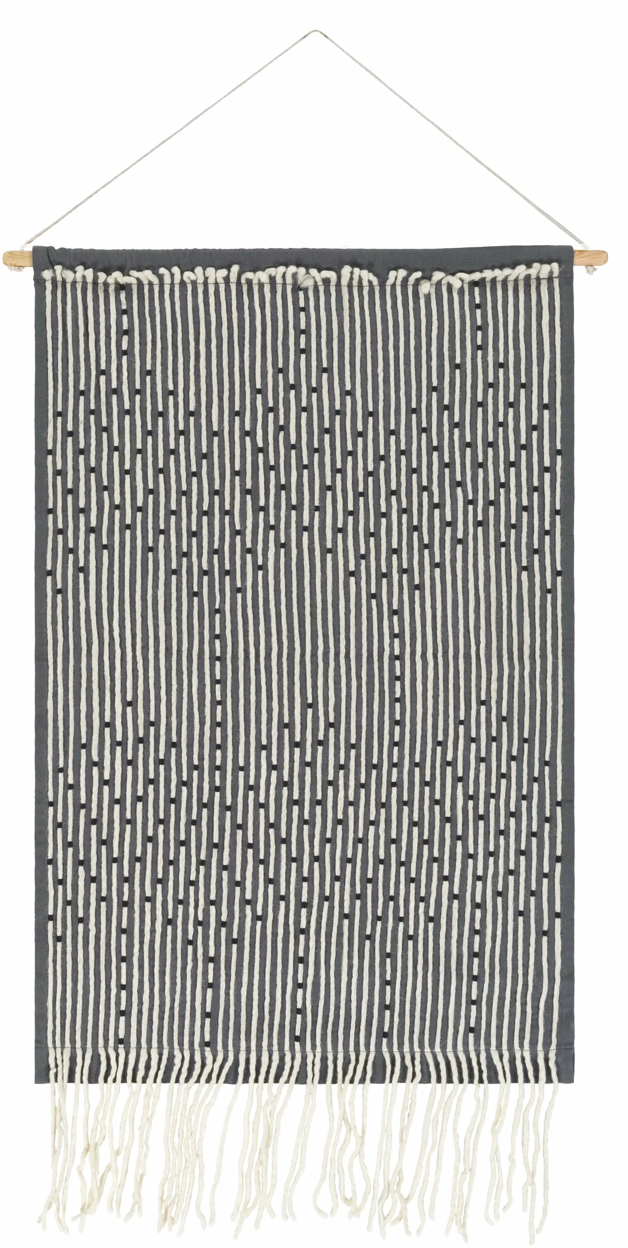 Mansura Gray and White Patterned Wall Hanging by Boutique Rugs
