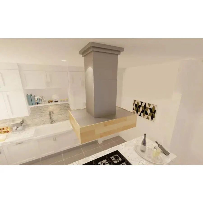 ZLINE 48" Wooden Island Range Hood, Butcher Block, 681iM-48 by Farmhouse Kitchen and Bath