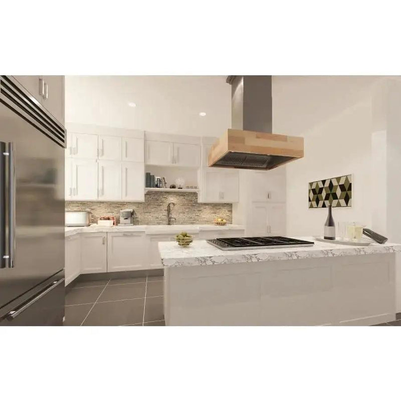 ZLINE 48" Wooden Island Range Hood, Butcher Block, 681iM-48 by Farmhouse Kitchen and Bath
