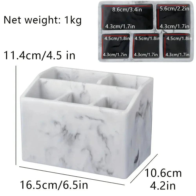 Marble White Resin Toothbrush & Toothpaste Holder - Multi-Functional Bathroom Organizer for Electric Toothbrushes, Stationery Storage Box - Perfect Christmas or Halloween Gift by House Of Avana