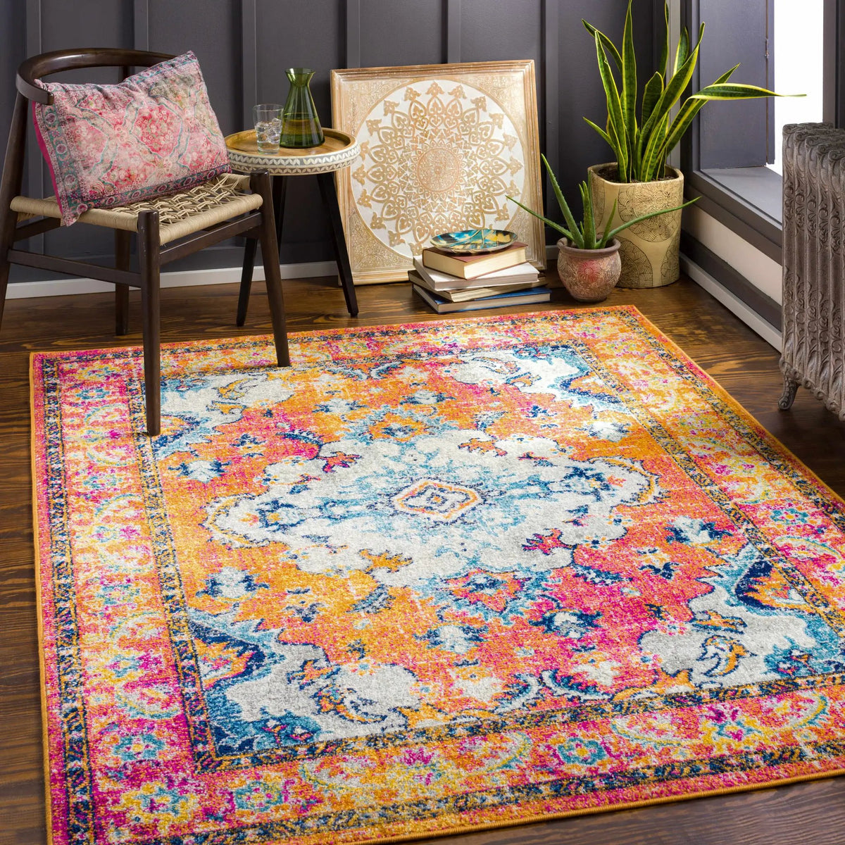 Marldon Area Rug, installed in a room