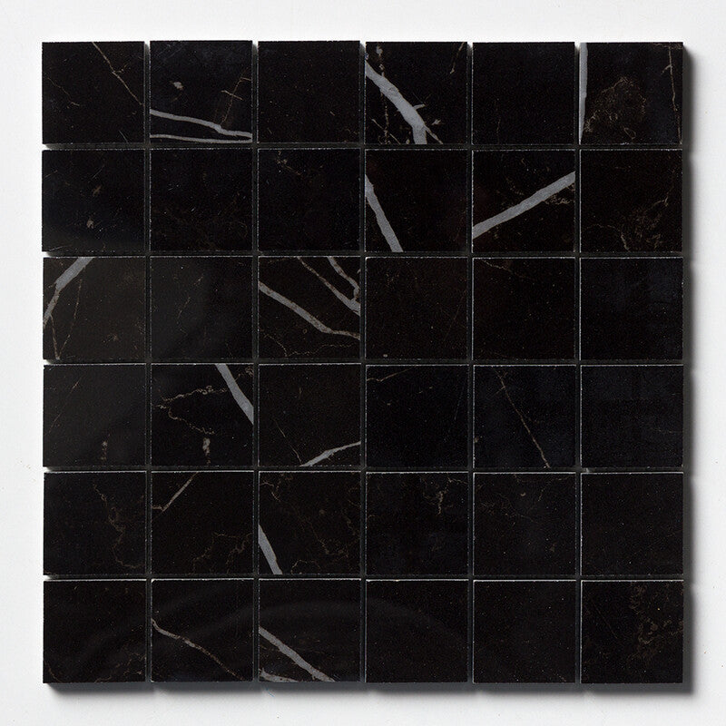 Marquina Nero Polished 2x2 Porcelain Mosaics 12x12 Porcelain Polished 12x12 Mosaics — 3