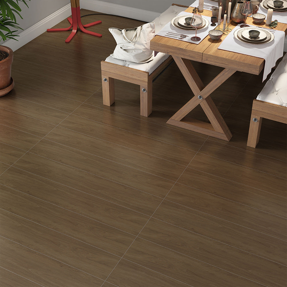 Marron Matte Wood Look Porcelain Tiles 8x48 Porcelain Matte 8x48 Tiles — 2