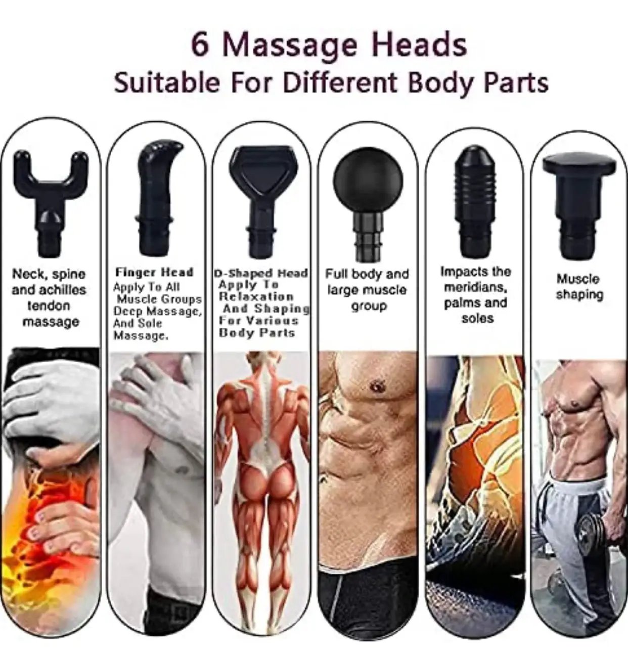 Massage Gun for Athletes, Portable Fiber Carbon Massager Gun with 6 Massage Heads 20 Speed by Outdoor Solar Outlet