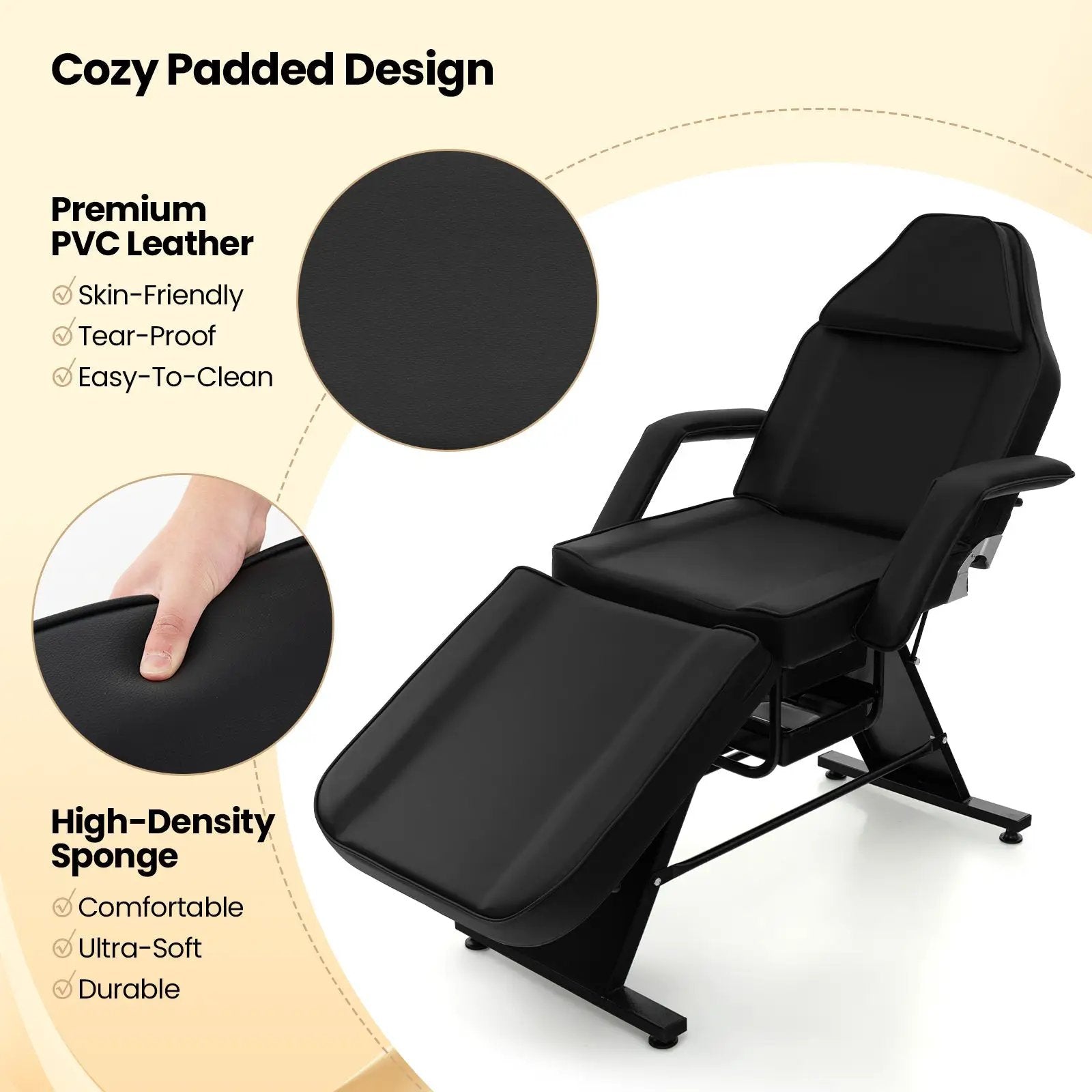 72 Inch Massage Bed with Hydraulic Stool Removable Headrest and Storage Boxes by DirectDeals