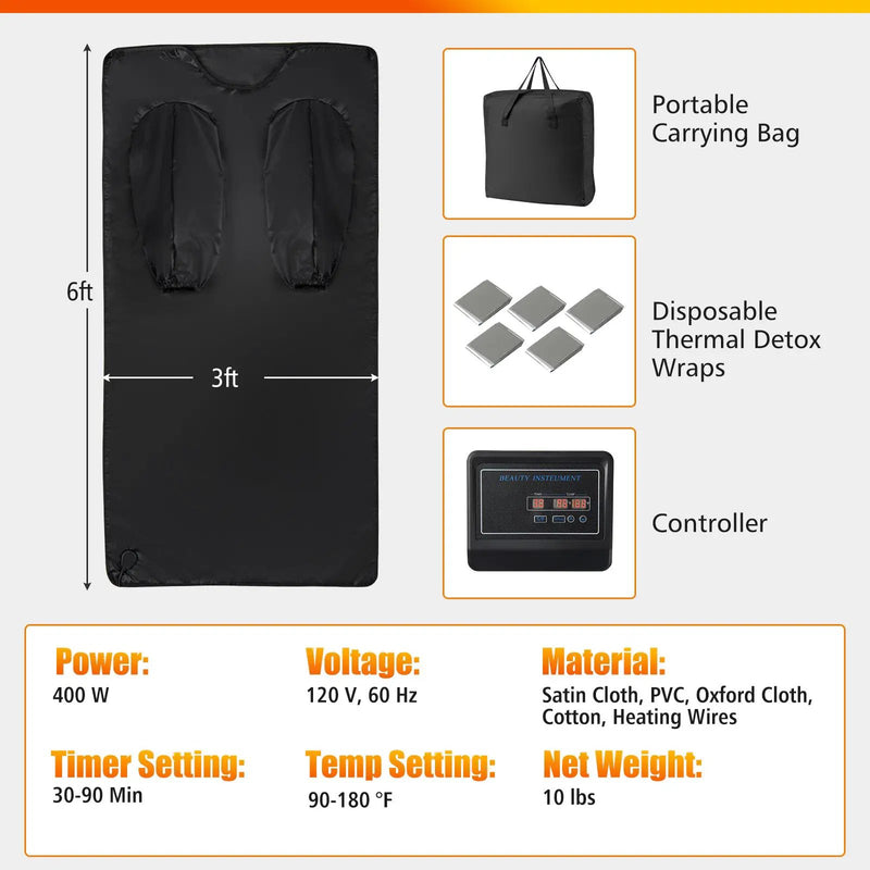 Infrared Sauna Blanket with Arm Sleeves and Carry Bag by DirectDeals