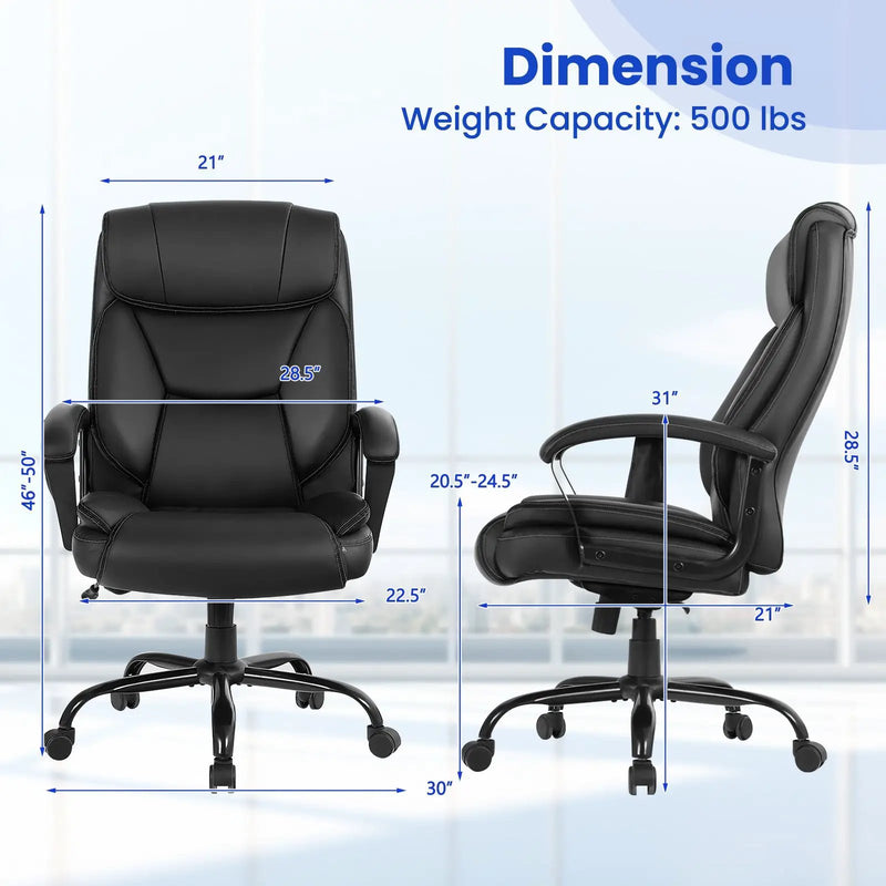 Massage Executive Office Chair with 6 Vibrating Points-Black by DirectDeals