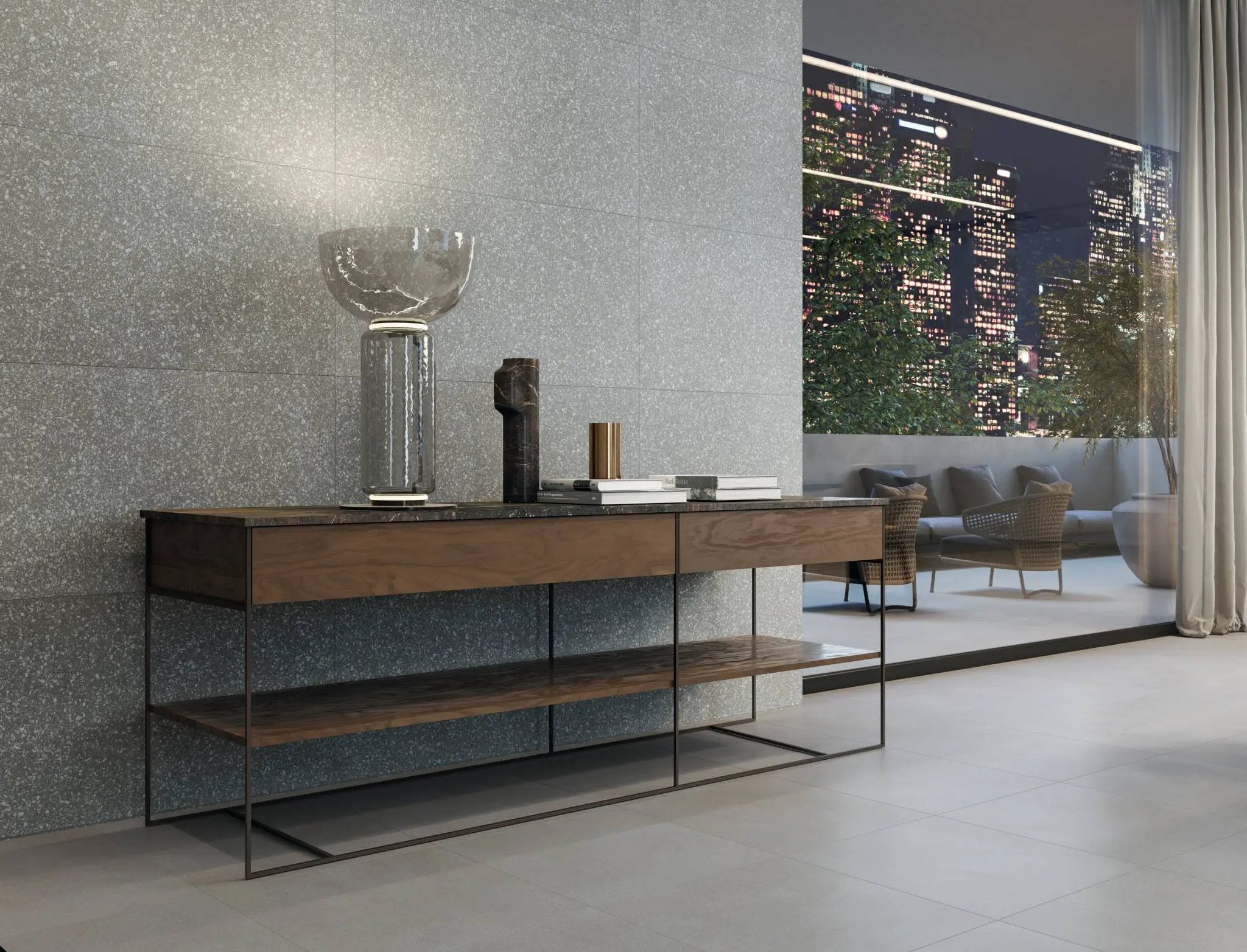 Elite Fashion Grey Anti-Slip Terrazzo Look Porcelain Tiles 12x24 by landmarkceramics