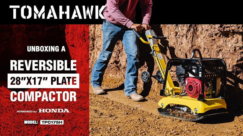 Tomahawk 6.5 HP Honda Reverse Hydraulic Plate Compactor for Soil, Aggregate, Cohesive Compaction by Tomahawk Power