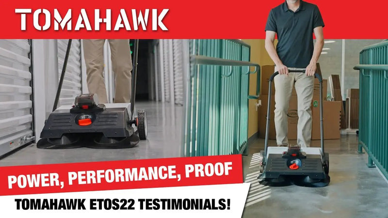 22" Battery Powered Push Sweeper With Double Brush System 18V Lithium-Ion by Tomahawk Power
