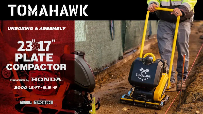 5.5 HP Honda Vibratory Plate Compactor 23x17" for Soil Asphalt Paver Compaction by Tomahawk Power