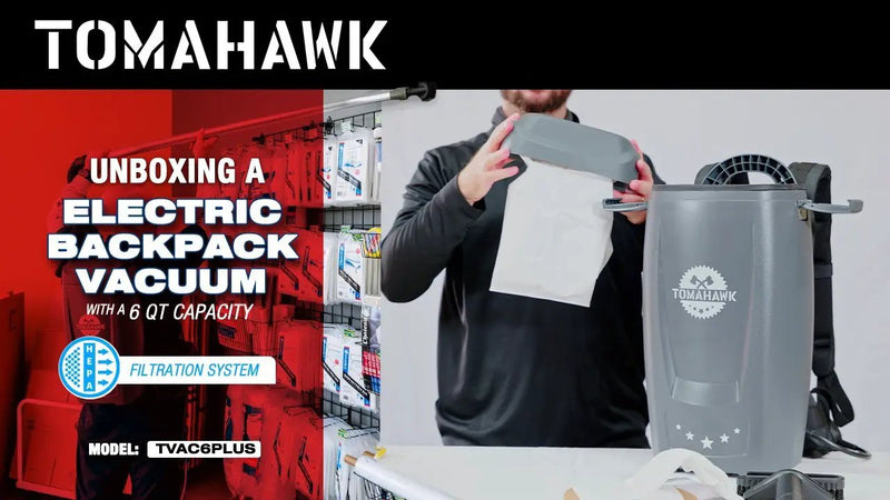 Electric Backpack Vacuum 6 qt Lightweight Commercial High-Performance Cleaning Solution by Tomahawk Power