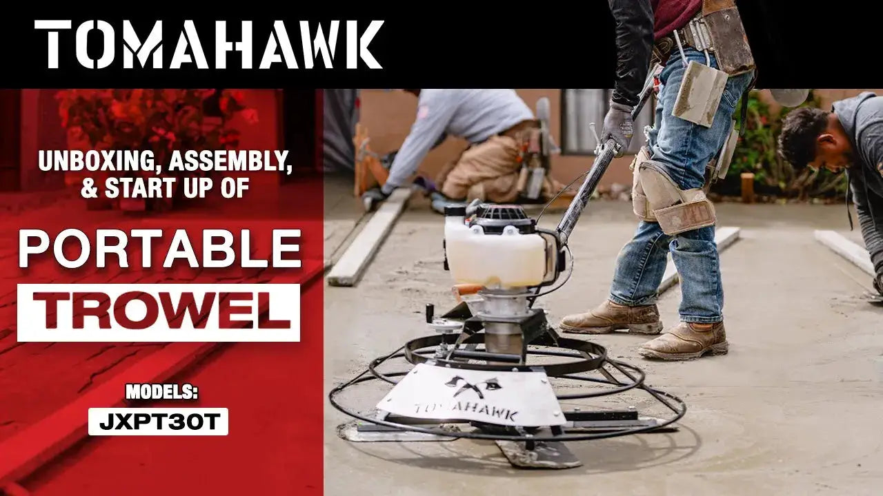 30" Portable Concrete Power Trowel with 18ft Bull Float Handle 37cc Engine by Tomahawk Power