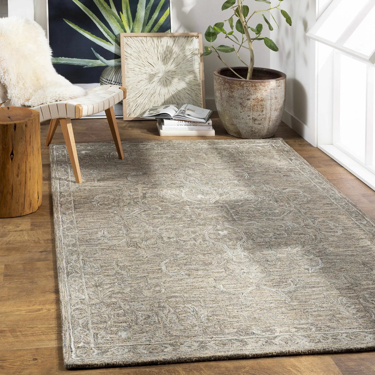 Maysville Wool & Faux Silk Rug, installed in a room