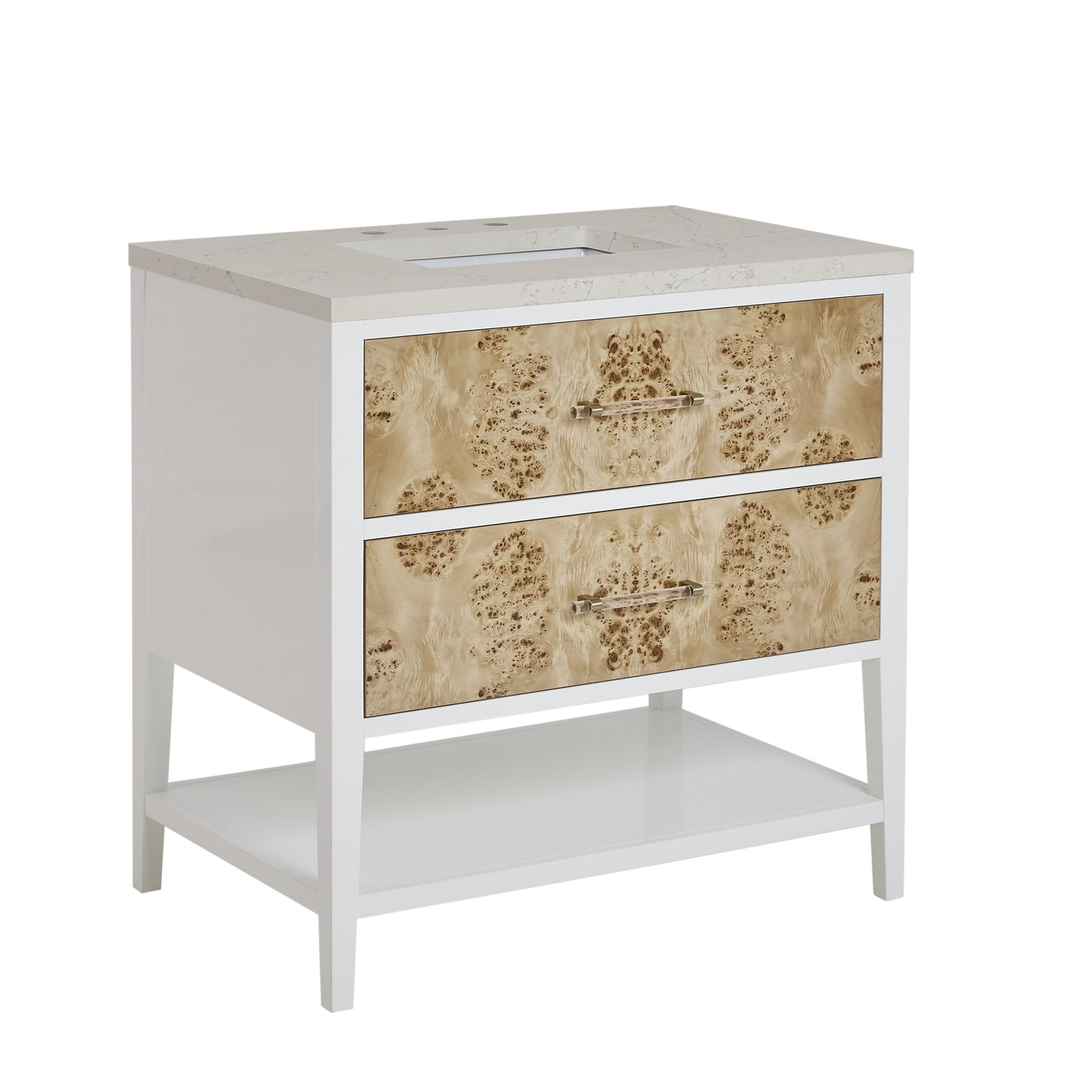 James Martin Olena 36" Single Bathroom Vanity, Polished White and Light Mappa Burl, view 33