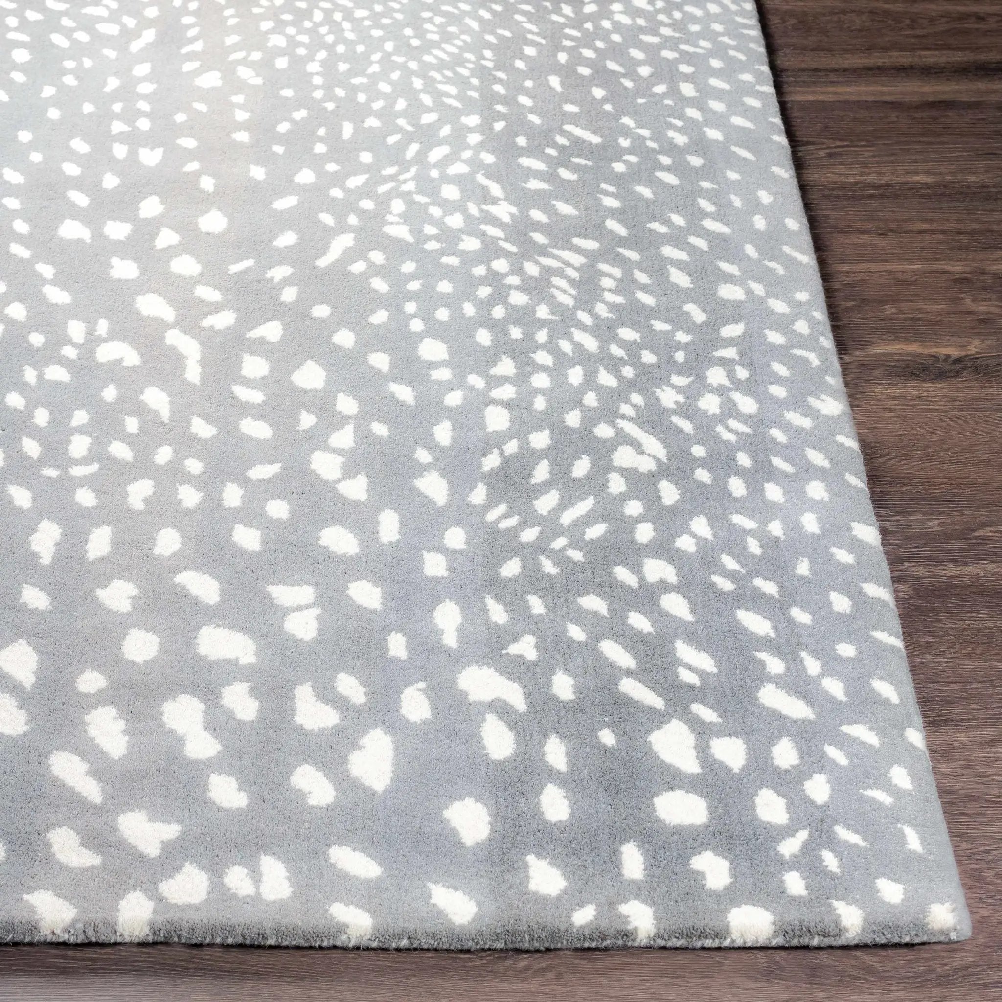 Athena Gray Giraffe Print Wool Rug by Boutique Rugs