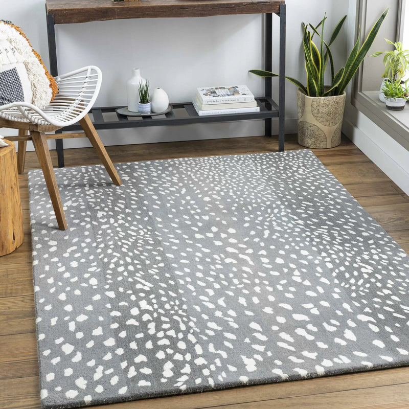 Athena Gray Giraffe Print Wool Rug by Boutique Rugs