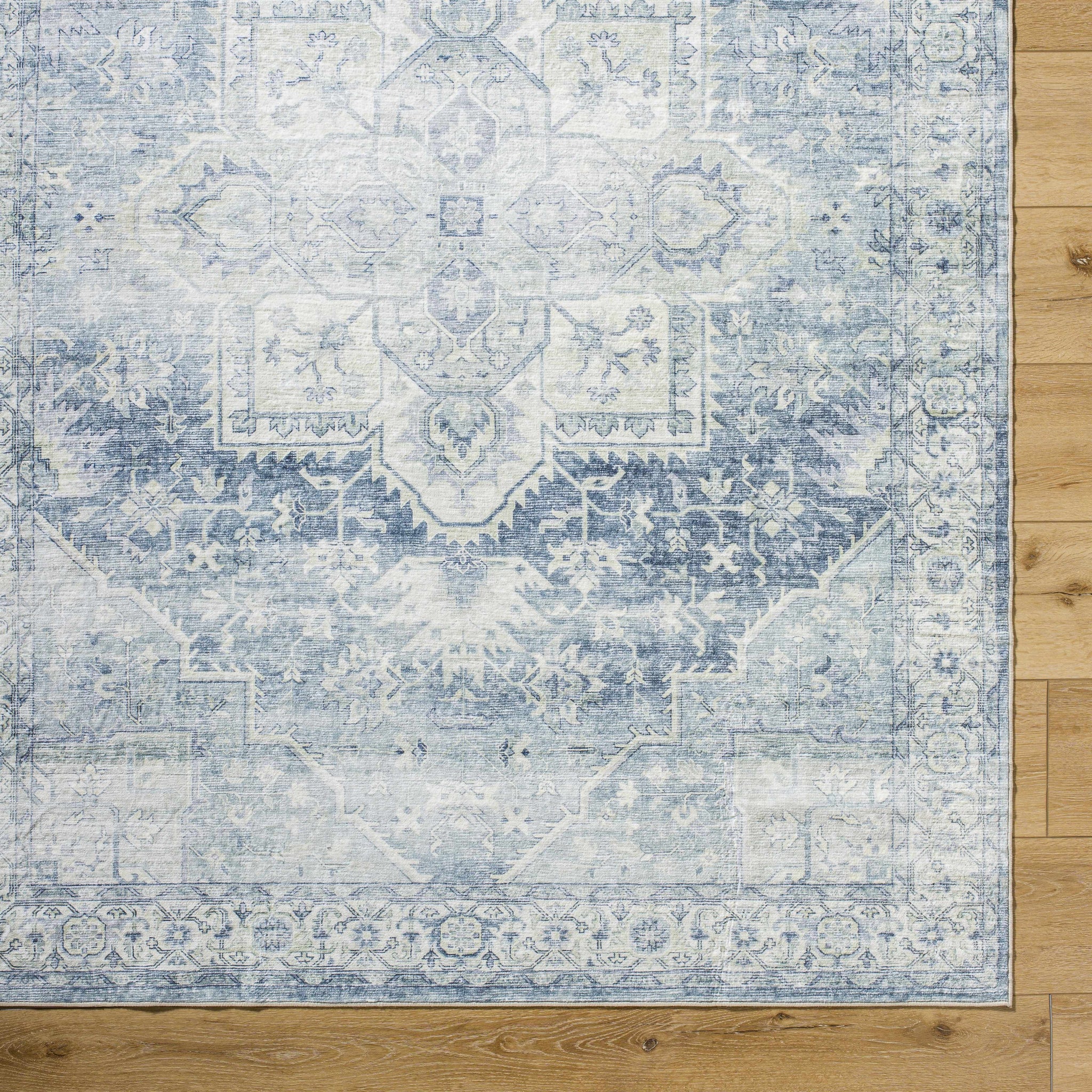 Mauro Navy Medallion Washable Area Rug - Clearance by Boutique Rugs