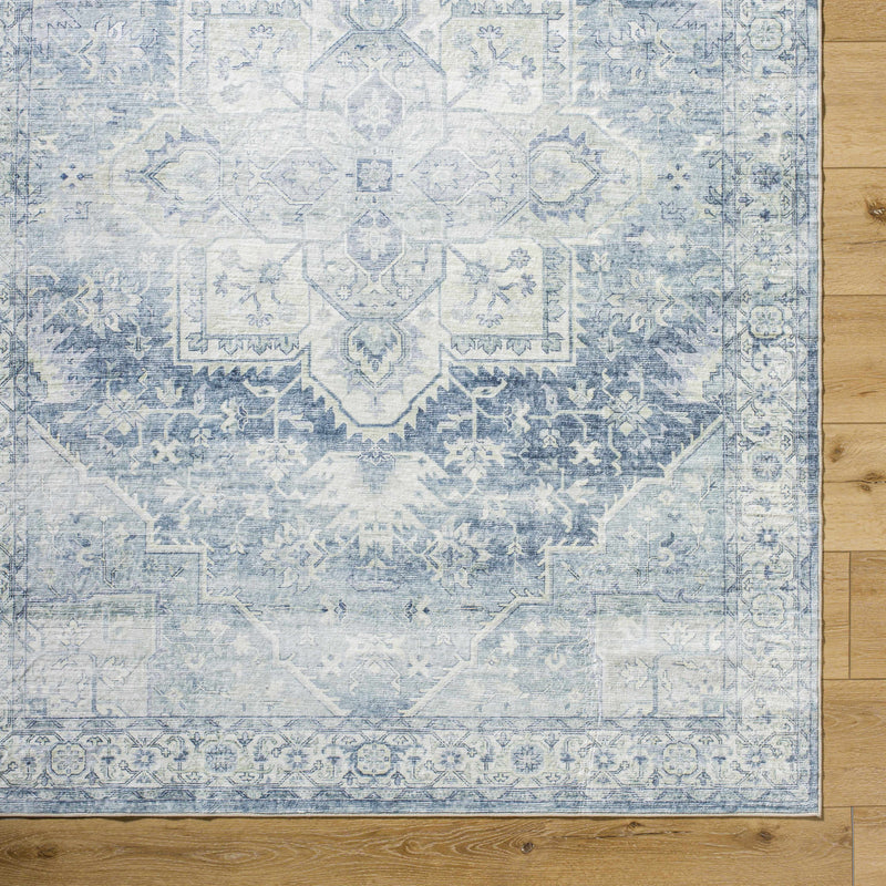 Mauro Navy Medallion Washable Area Rug - Clearance by Boutique Rugs