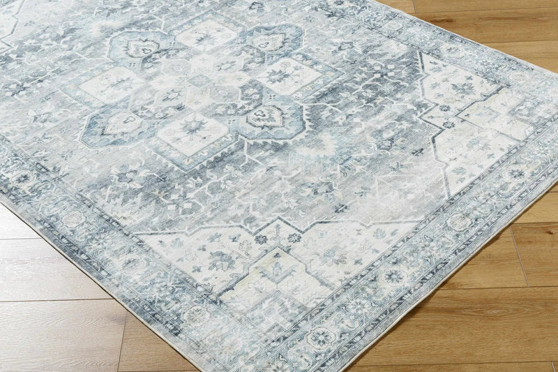 Mauro Blue Medallion Washable Area Rug - Clearance by Boutique Rugs