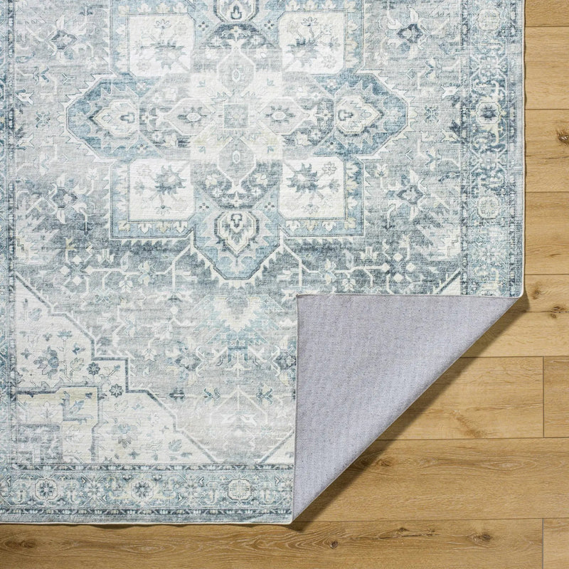 Mauro Blue Medallion Washable Area Rug - Clearance by Boutique Rugs