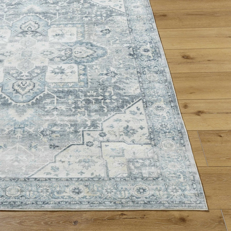 Mauro Blue Medallion Washable Area Rug - Clearance by Boutique Rugs