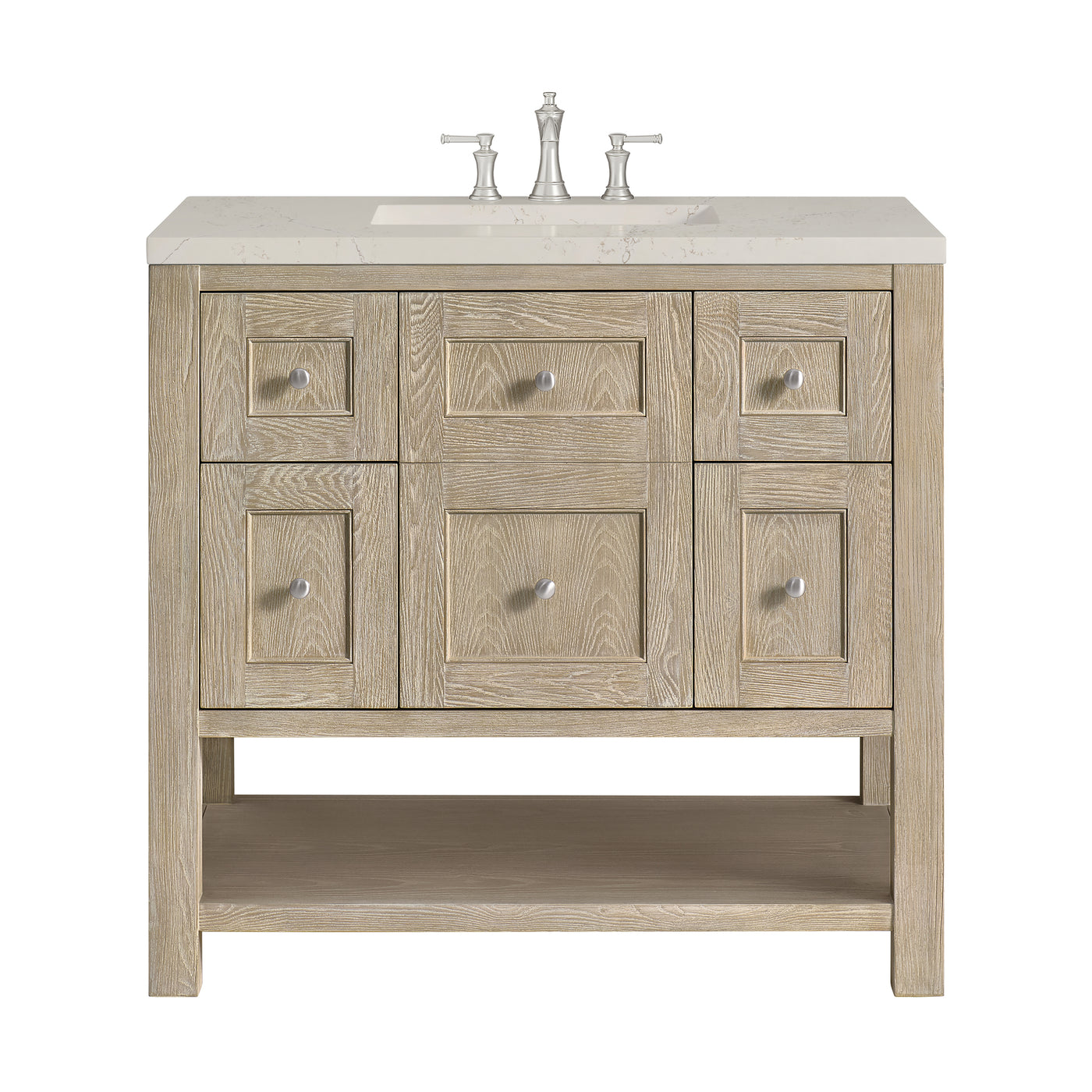 James Martin Breckenridge 36" Single Bathroom Vanity, Whitewashed Oak with Siberian countertop