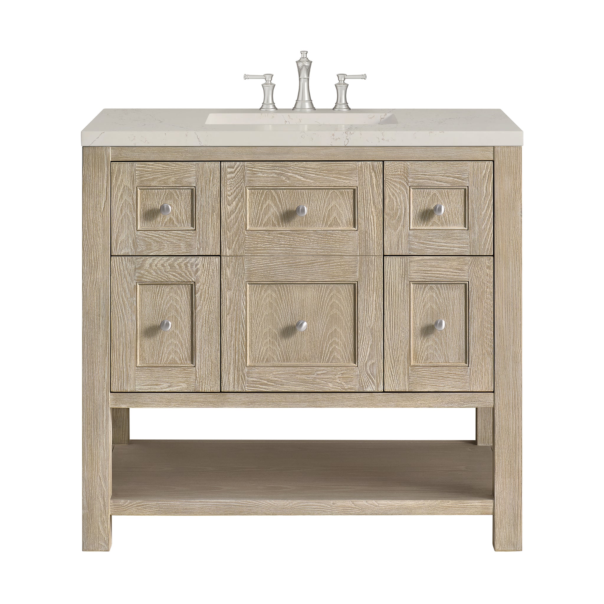 James Martin Breckenridge 36" Single Bathroom Vanity, Whitewashed Oak with Siberian countertop